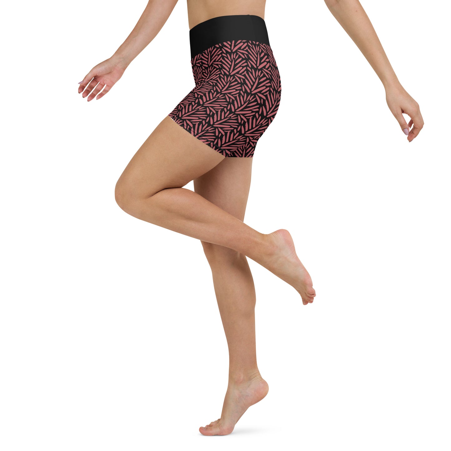 Red Floral Yoga Shorts