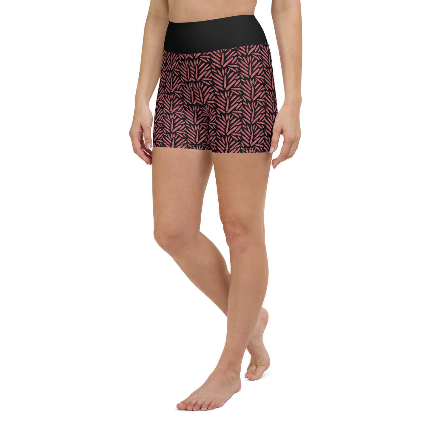 Red Floral Yoga Shorts