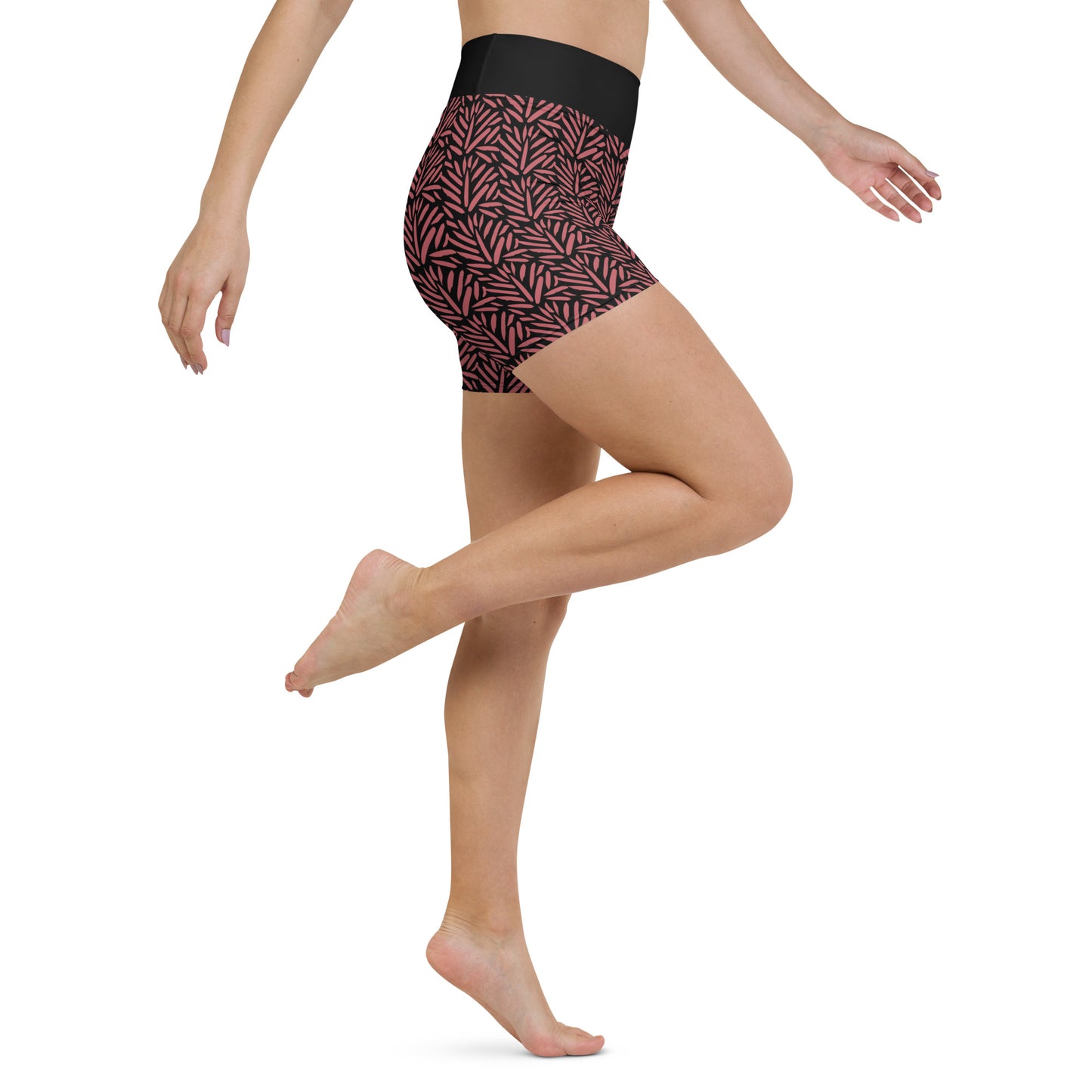 Red Floral Yoga Shorts