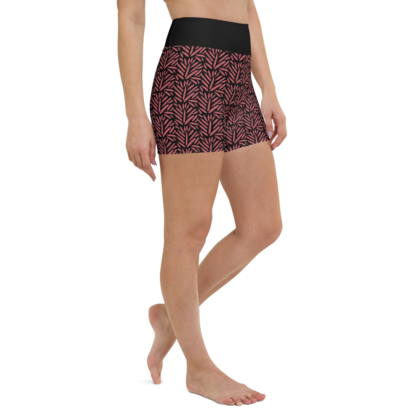 Red Floral Yoga Shorts